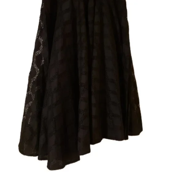 Sandro Paris Windowpane Smocked Midi Skirt Asymmetrical Lined Stretch Skirt - Picture 10 of 11